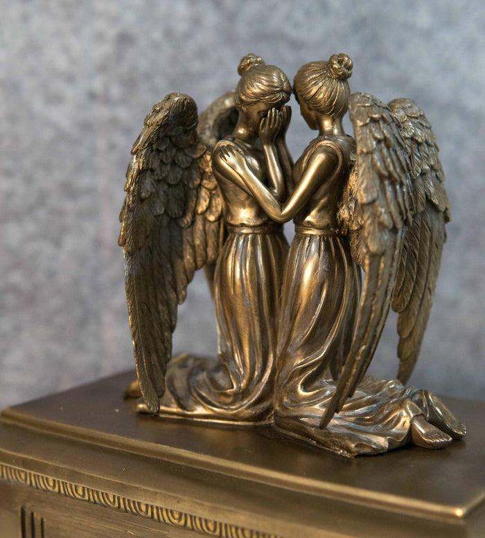 Ebros Comforting Twin Angels Solace Cremation Urn Memorial Figurine 200 CuIn