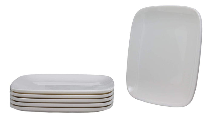 Ebros Contemporary 6.5" Square White Jade Melamine Dessert Plates Pack Of 6