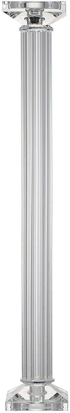 Ebros Contemporary Crystal Glass Pillar Column Candle Holder Candlestick Candleholder Decor Figurine For Mantelpiece Countertop Table Master Bedroom Living Room Accent (23" High)