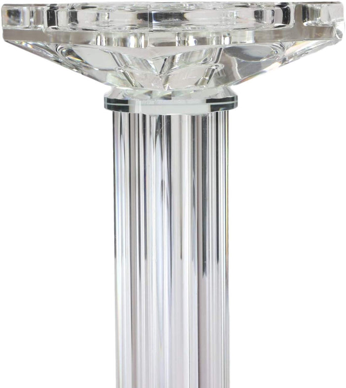 Ebros Contemporary Crystal Glass Pillar Column Candle Holder Candlestick Candleholder Decor Figurine For Mantelpiece Countertop Table Master Bedroom Living Room Accent (21.5" High)