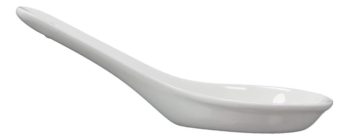 Ebros Contemporary Glossy White Porcelain Ceramic Soup Spoons With Hole Pack Of 6 Set 1 Oz Capacity