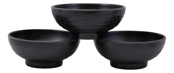 Ebros Contemporary Round 7.5" Diameter Matte Black Jade Melamine Ramen Salad Pho Pasta Soup Bowls Pack Of 6 Set Dinner Bowl Pack Restaurant Supply