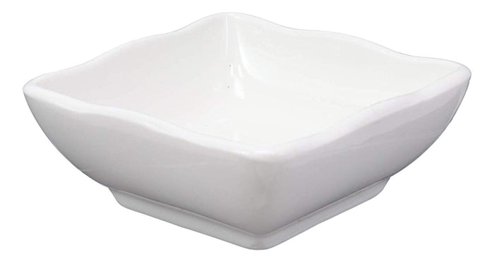 Ebros Contemporary Wavy Artistic Design White Porcelain Condiments Ketchup Mustard BBQ Soy Sauce Dipping Bowl Or Dish 2oz Pack Of 6 Bowls