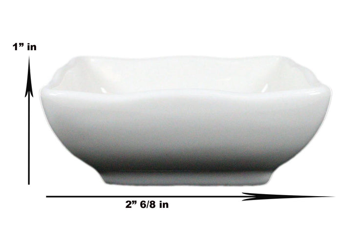 Ebros Contemporary Wavy Artistic Design White Porcelain Condiments Ketchup Mustard BBQ Soy Sauce Dipping Bowl Or Dish 2oz Pack Of 6 Bowls