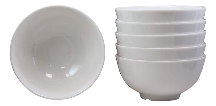 Ebros Contemporary White Jade Melamine Large Deep Round Bowls 48oz (PACK OF 6)