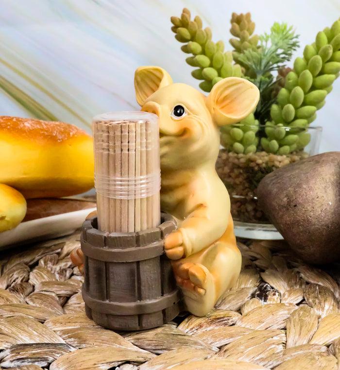 Ebros Country Farm Barn Piglet Pig By A Barrel Toothpick Holder With Toothpicks