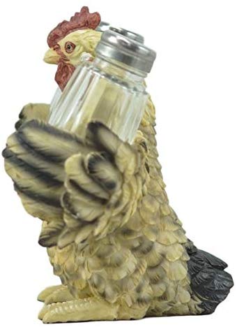 Ebros Country Farm Mother Hen Hugging Glass Salt Pepper Shakers Holder 6" Tall