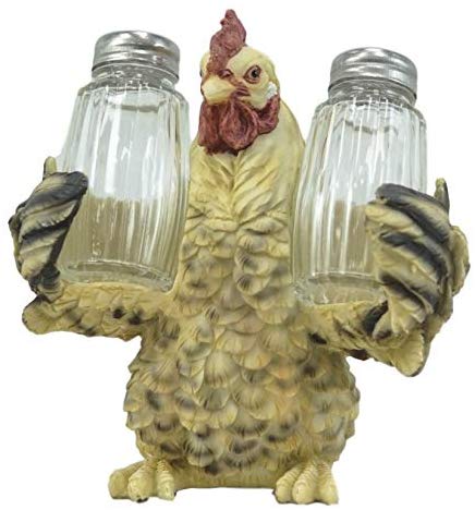 Ebros Country Farm Mother Hen Hugging Glass Salt Pepper Shakers Holder 6" Tall