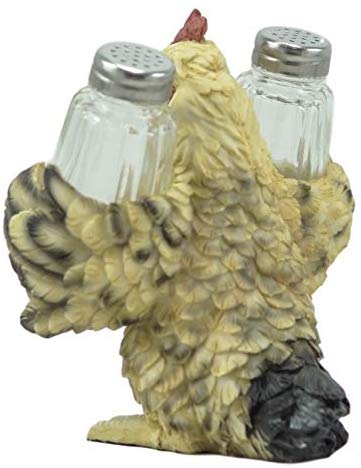 Ebros Country Farm Mother Hen Hugging Glass Salt Pepper Shakers Holder 6" Tall
