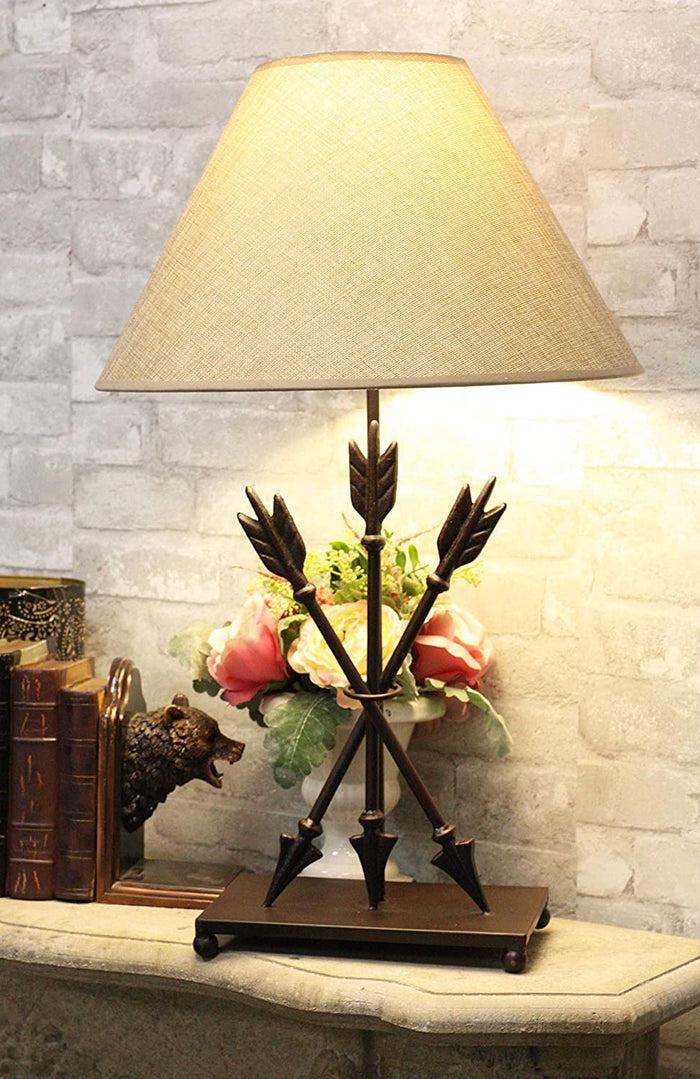 Ebros Crossed Arrows With Ring Center Base Desktop Table Lamps W/ Shade 27" Tall