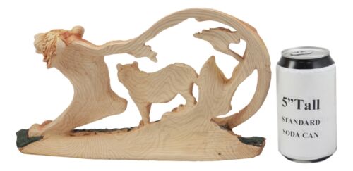 Ebros Crouching Bengal Tiger Statue 12"Long Faux Wood Resin Carving Decor