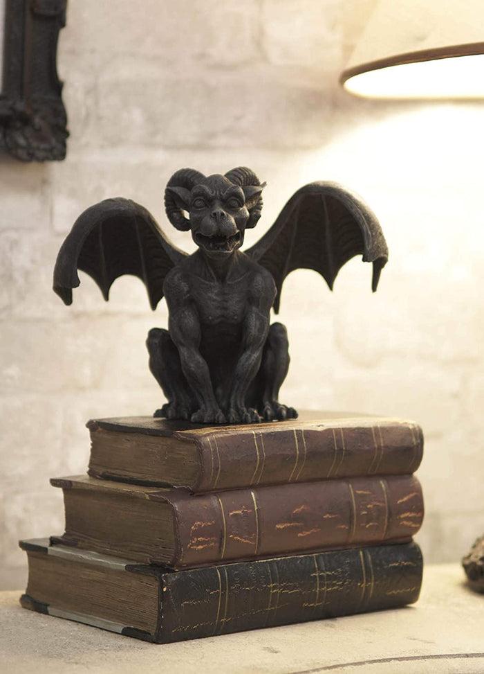 Ebros Crouching Ram Horned Gargoyle Statue In Faux Stone Finish Resin 6.25" Tall