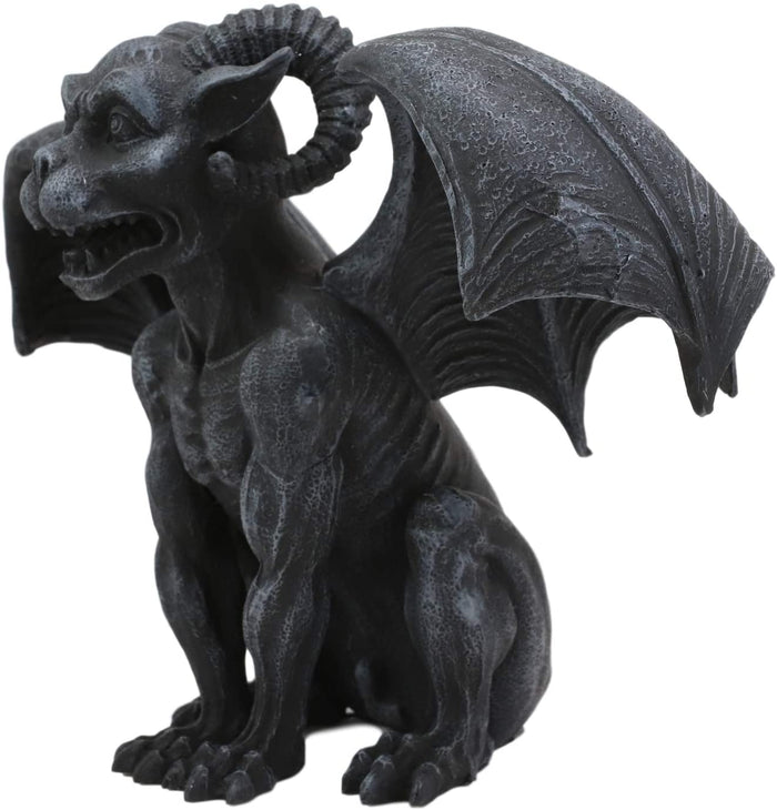 Ebros Crouching Ram Horned Gargoyle Statue In Faux Stone Finish Resin 6.25" Tall