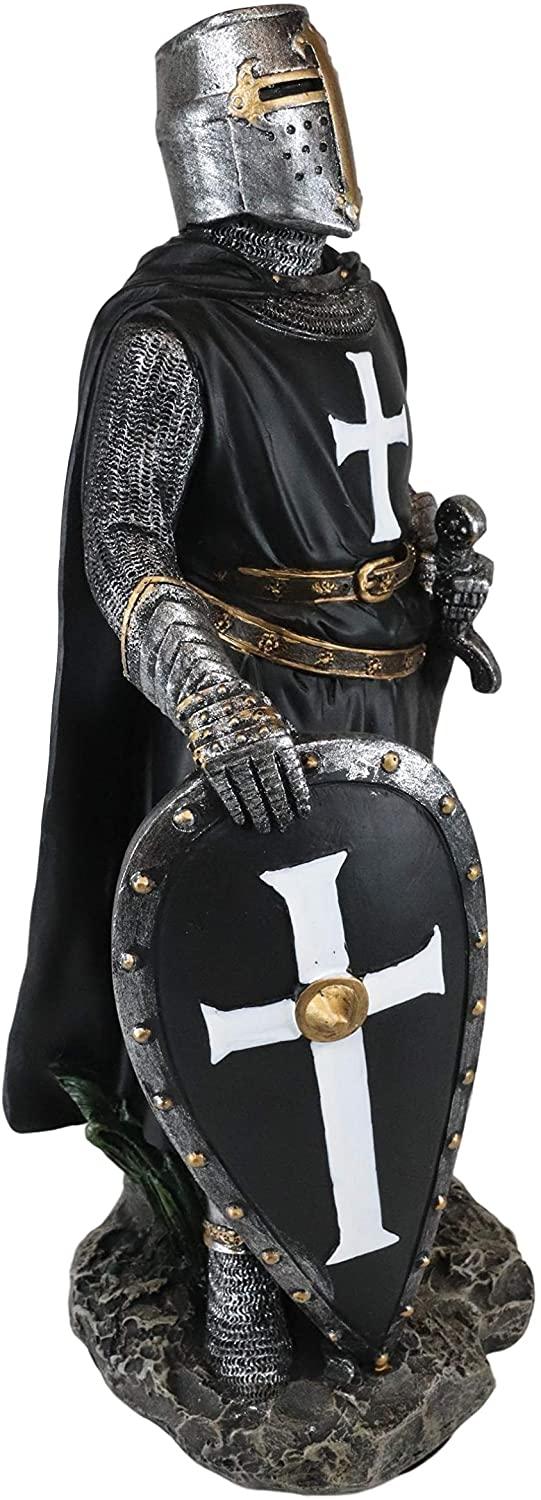 Ebros Crusader Knight In Full Shield And Sword Armor Figurine 11.5 Inch Tall