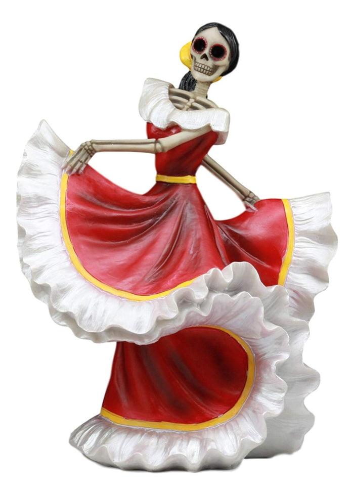 Ebros Danza De Dama Traditional Day Of The Dead Red Sugar Skull Lady Dancer Statue
