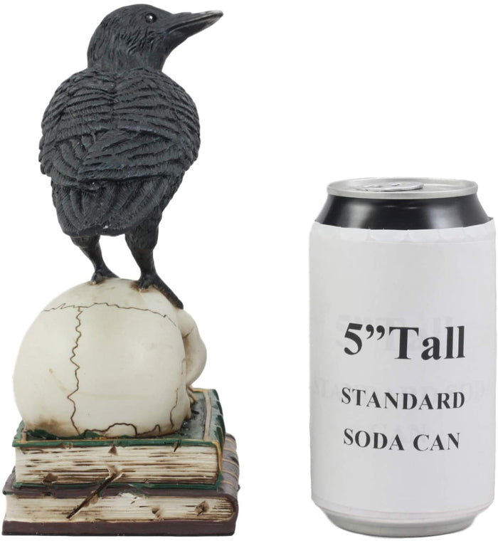 Ebros Dark Raven 7.25"Tall Raven Crow On Skull Of Bibliography Figurine