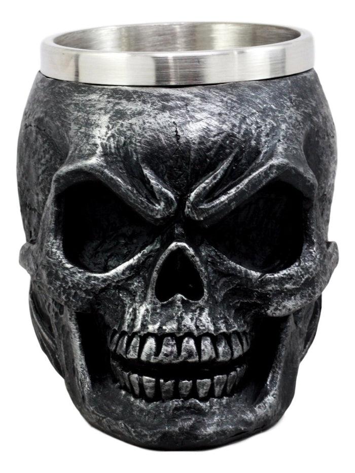 Ebros Dark Silver Immortal Skull Coffee Mug Demon Beer Stein Tankard 14oz