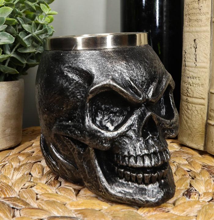 Ebros Dark Silver Immortal Skull Coffee Mug Demon Beer Stein Tankard 14oz