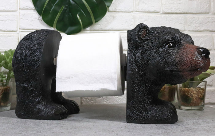 Ebros Darling Black Bear Cub Toilet Paper Body Holder Hanging Or Standalone Figurine
