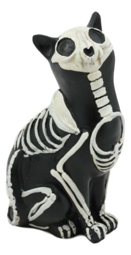Ebros Day Of The Dead Bone Skeleton Cat Statue Halloween X-Ray Decor Collectible Crazy For Cats Figurine (Male Cat)