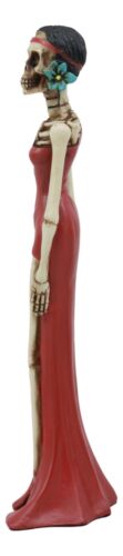 Ebros Day Of The Dead Elegant Skeleton Lady In Red Gown Statue 8" H For Dias De Muertos Or Halloween Decor Figurine As Decorations Of Skulls Skeletons And Ossuary Sculptures