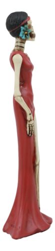 Ebros Day Of The Dead Elegant Skeleton Lady In Red Gown Statue 8" H For Dias De Muertos Or Halloween Decor Figurine As Decorations Of Skulls Skeletons And Ossuary Sculptures
