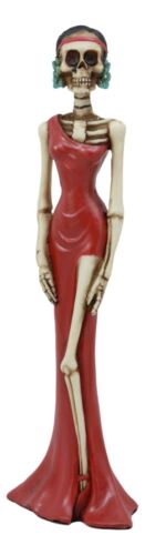 Ebros Day of The Dead Elegant Skeleton Lady in Red Gown Statue 8" H for Dias De Muertos Or Halloween Decor Figurine As Decorations of Skulls Skeletons and Ossuary Sculptures
