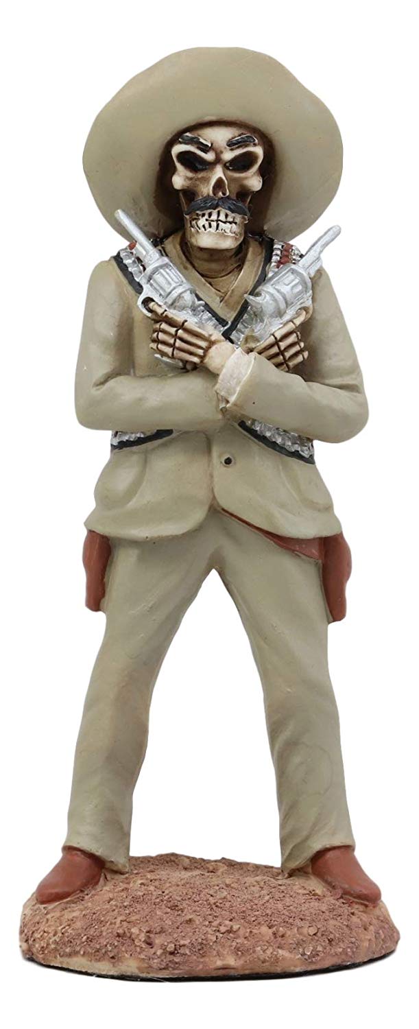 Ebros Day of The Dead General Pancho Villa with Dual Revolvers Skeleton Statue Governor of Chihuahua Mexican Revolutionary Hero of División del Norte Sculpture Home Decor Halloween DOD Figurine Ebros Day of The Dead General Pancho Villa with Dual Revolvers Skeleton Statue Governor of Chihuahua Mexican Revolutionary Hero of División del Norte Sculpture Home Decor Halloween DOD Figurine
