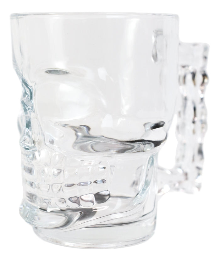 Ebros Day Of The Dead Grinning Skull Cranium Novelty Glass Mug W/ Bone Handle