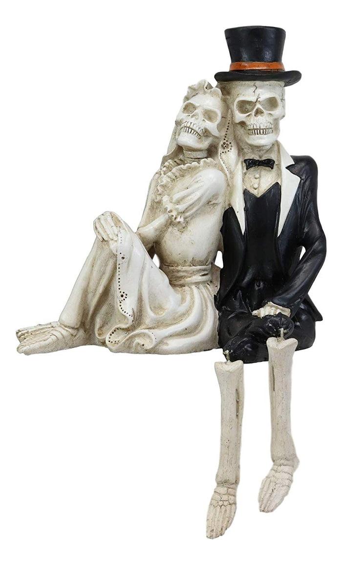 Ebros Day Of The Dead Love Never Dies Barefoot Skeleton Couple Wedding Bride And Groom Shelf Sitters Figurine Dias De Los Muertos Romantic Getaway Lovers Skeletons Halloween Sculpture 8" Tall