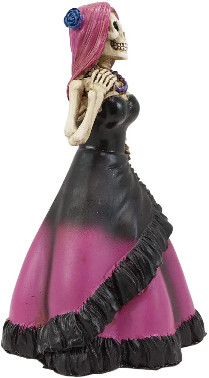 Ebros Day Of The Dead Magenta Skeleton Lady Bride Statue 6"H Decor DOD Figurine