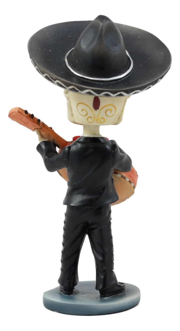 Ebros Day Of The Dead Mariachi Guitarron Player Skeleton Bobblehead Figurine Skull
