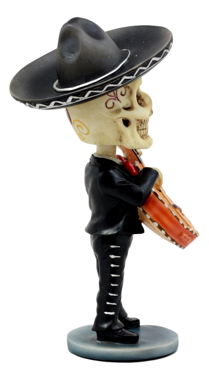 Ebros Day Of The Dead Mariachi Guitarron Player Skeleton Bobblehead Figurine Skull