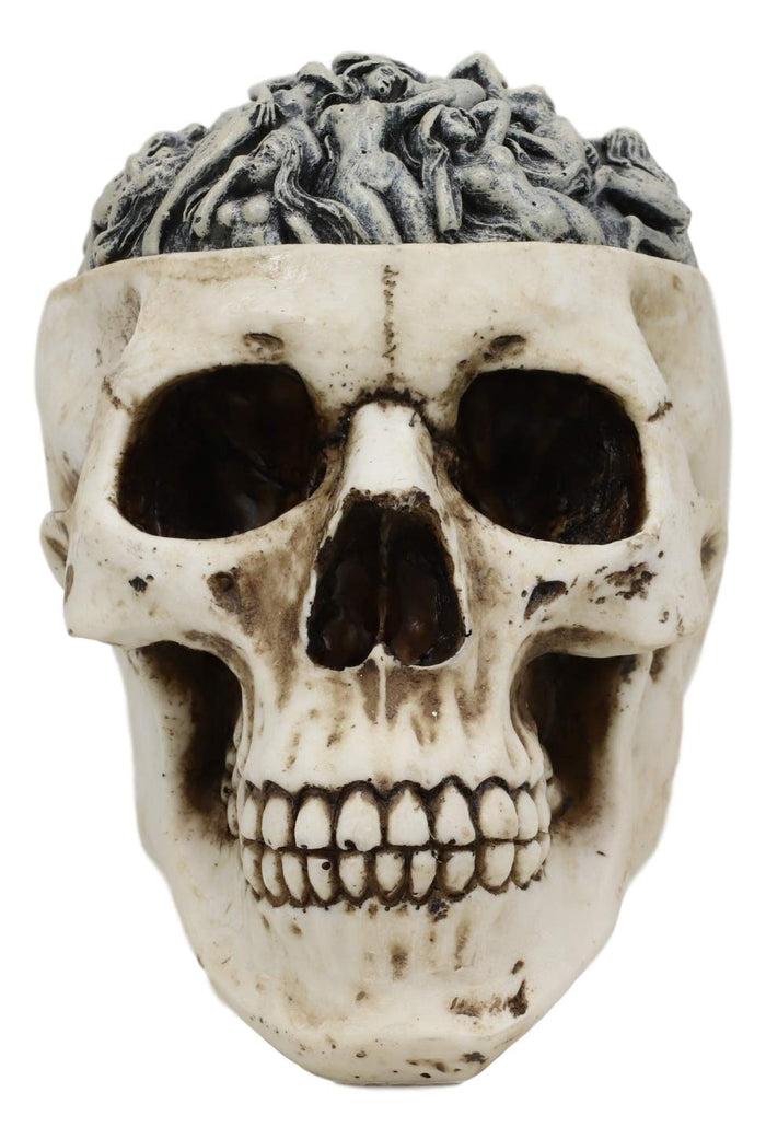 Ebros Day Of The Dead Ossuary Human Cranium Evil Grinning Skull Decorative Stash Box