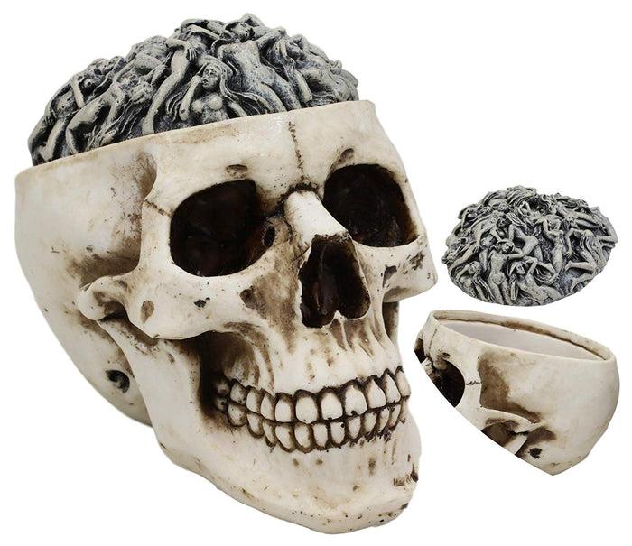 Ebros Day Of The Dead Ossuary Human Cranium Evil Grinning Skull Decorative Stash Box
