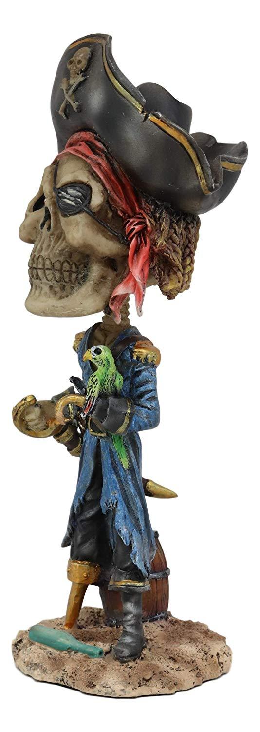 Ebros Day Of The Dead Pirate Davy Jones With Parrot Skeleton Bobblehead Figurine