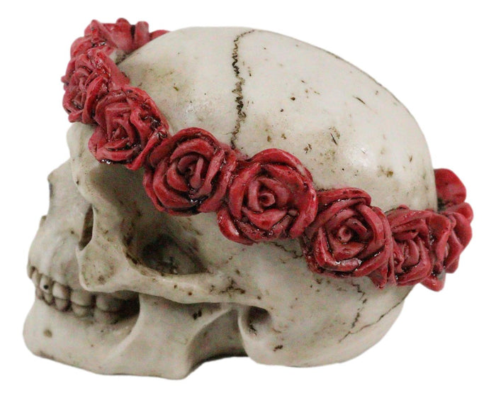 Ebros Day Of The Dead Red Rose Laurel Flower Wreath Sugar Skull Figurine Decor 4.5"L
