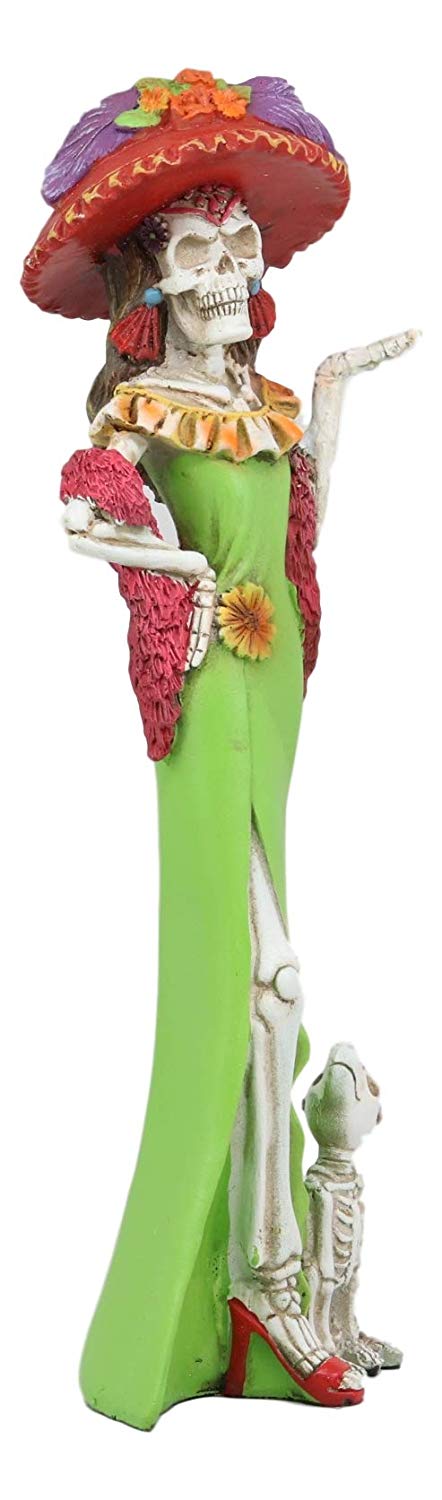 Ebros Day Of The Dead Skeleton Lady Fiona With Green Gown Figurine 12.5" Tall
