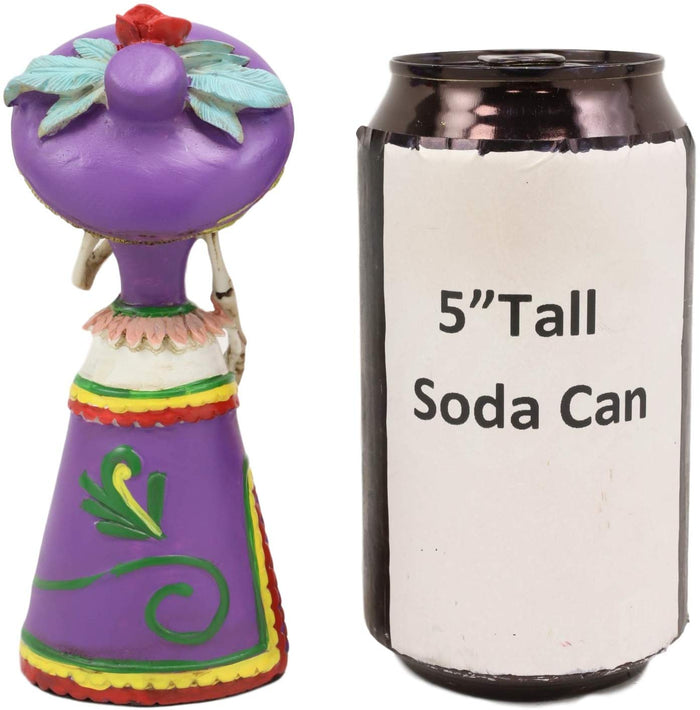 Ebros Day Of The Dead Skeleton Lady Rosa With Purple Gown Figurine 5.25"H Statue