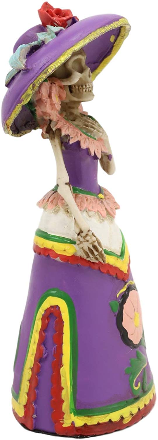 Ebros Day Of The Dead Skeleton Lady Rosa With Purple Gown Figurine 5.25"H Statue