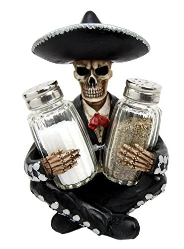 Ebros Day Of The Dead Skeleton Mariachi Wedding Singer Salt Pepper Shakers