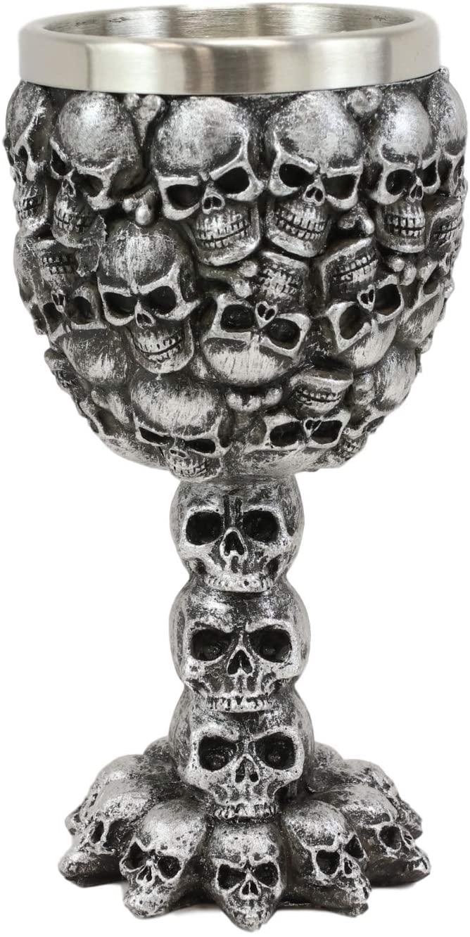 Ebros Day Of The Dead Stacked Skulls Small Wine Goblet Or Shot Glass Chalice 3oz