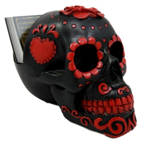 Ebros Day Of The Dead Sugar Skull Business Card Holder Figurine Desktop Office