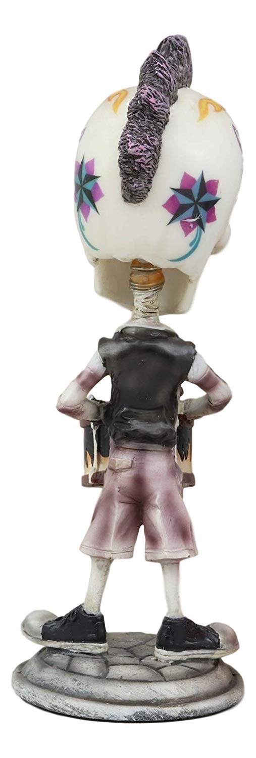 Ebros Day Of The Dead Tattoo Skeleton Snare Drum Player Drummer Bobble Head Decor