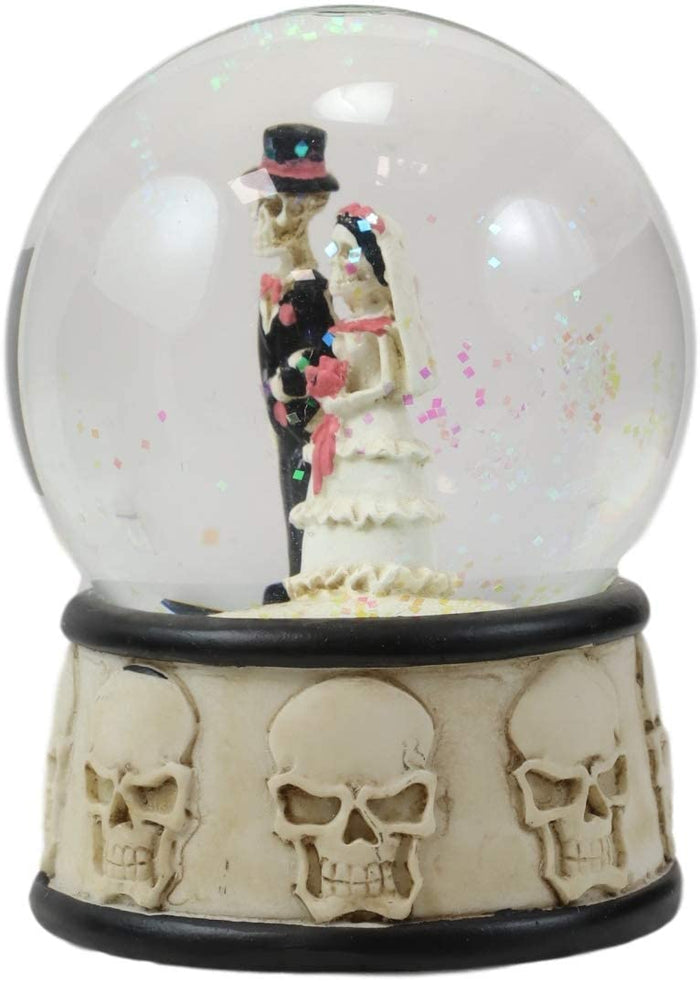 Ebros Day Of The Dead Wedding Skeleton Bride And Groom Small Water Globe 65mm