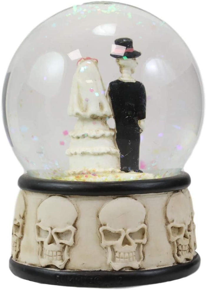 Ebros Day Of The Dead Wedding Skeleton Bride And Groom Small Water Globe 65mm