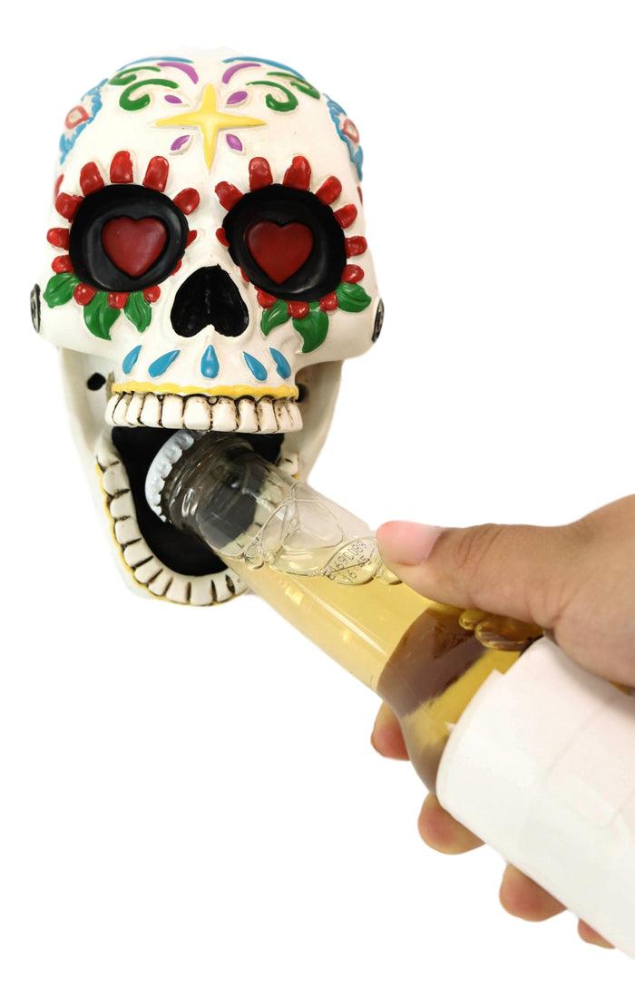 Ebros Day Of The Dead White Floral Sugar Skull Wall Mounted Bottle Opener