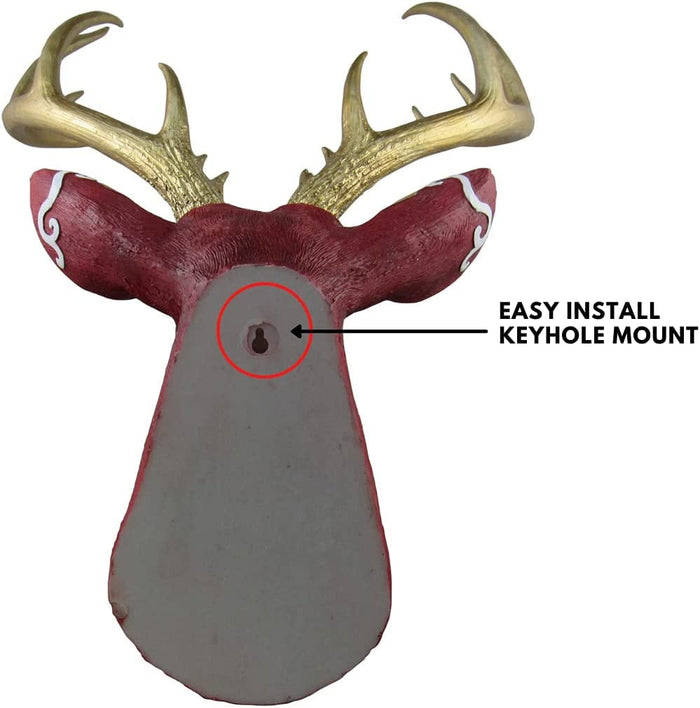 Ebros Deer Head Faux Taxidermy Wall Sculpture Rustic Cabin Wall Home Decor 19.5"