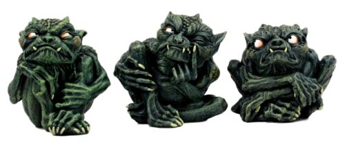 Ebros Demonic Notre Dame Toad Troll Gargoyle Figurine Collectible (Set Of 3)