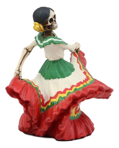 Ebros Dia De Los Muertos Danza De DAMA Red Sugar Skull Lady Dancer Statue 5.25" Tall Day Of The Dead Vivas Calacas Figurine